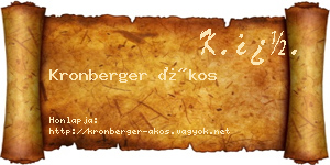 Kronberger Ákos névjegykártya